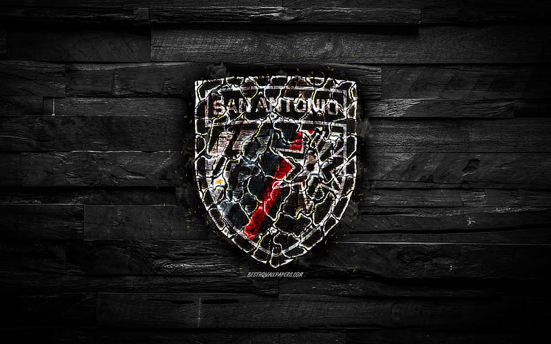 San Antonio FC, burning logo, USL Championship, black wooden background, american soccer club, grunge, football, soccer, San Antonio logo, San Antonio, USA, HD wallpaper