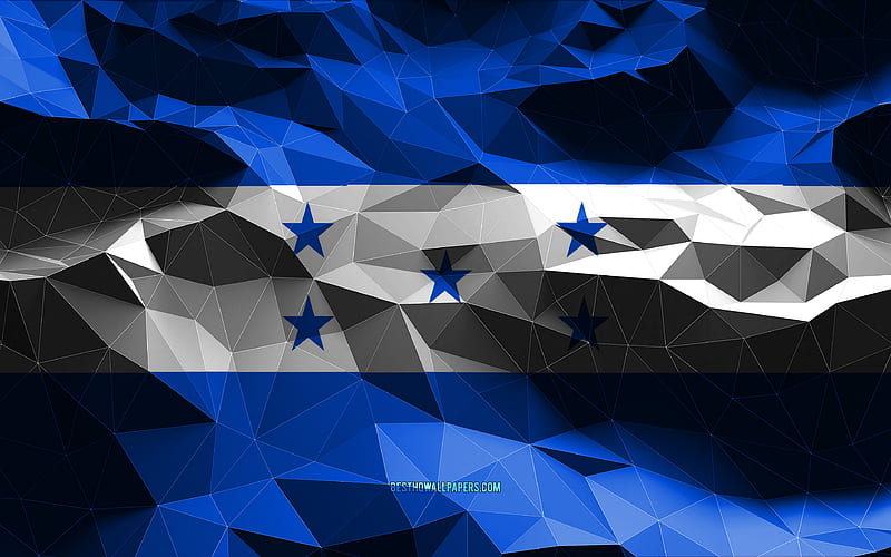 Honduran flag, low poly art, North American countries, national symbols, Flag of Honduras, 3D flags, Honduras flag, Honduras, North America, Honduras 3D flag, HD wallpaper