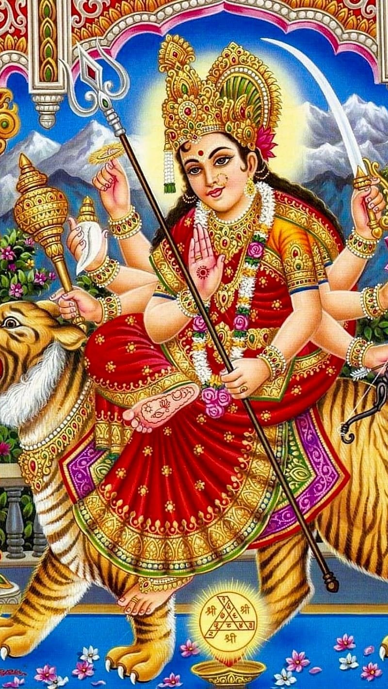 Durga Mata , Mountains Background, goddess, god, HD phone wallpaper