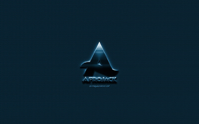 Afrojack logo, blue metal logo, blue metal mesh, creative art, Afrojack, emblem, brands, HD wallpaper