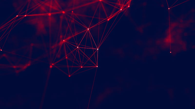 red connections, geometry, cyberspace, Abstract, HD wallpaper
