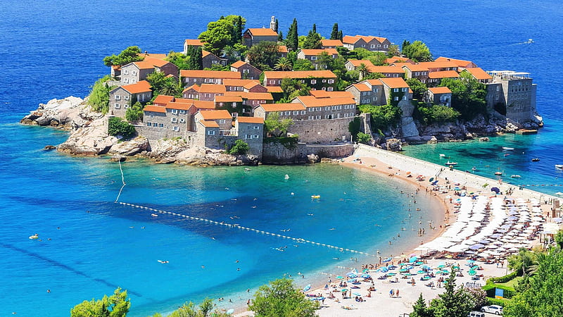 Aman Sveti Stefan - Luxury Resort in Montenegro - Aman, nature, houses, beach, resort, sveti stefan, sea, HD wallpaper
