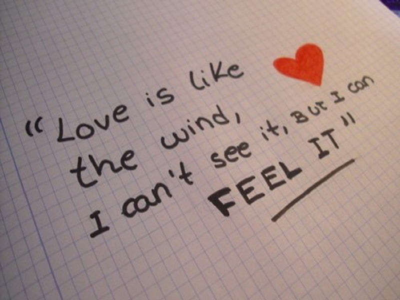 Love is like the wind, marker, love, words, red heart, paper, HD wallpaper