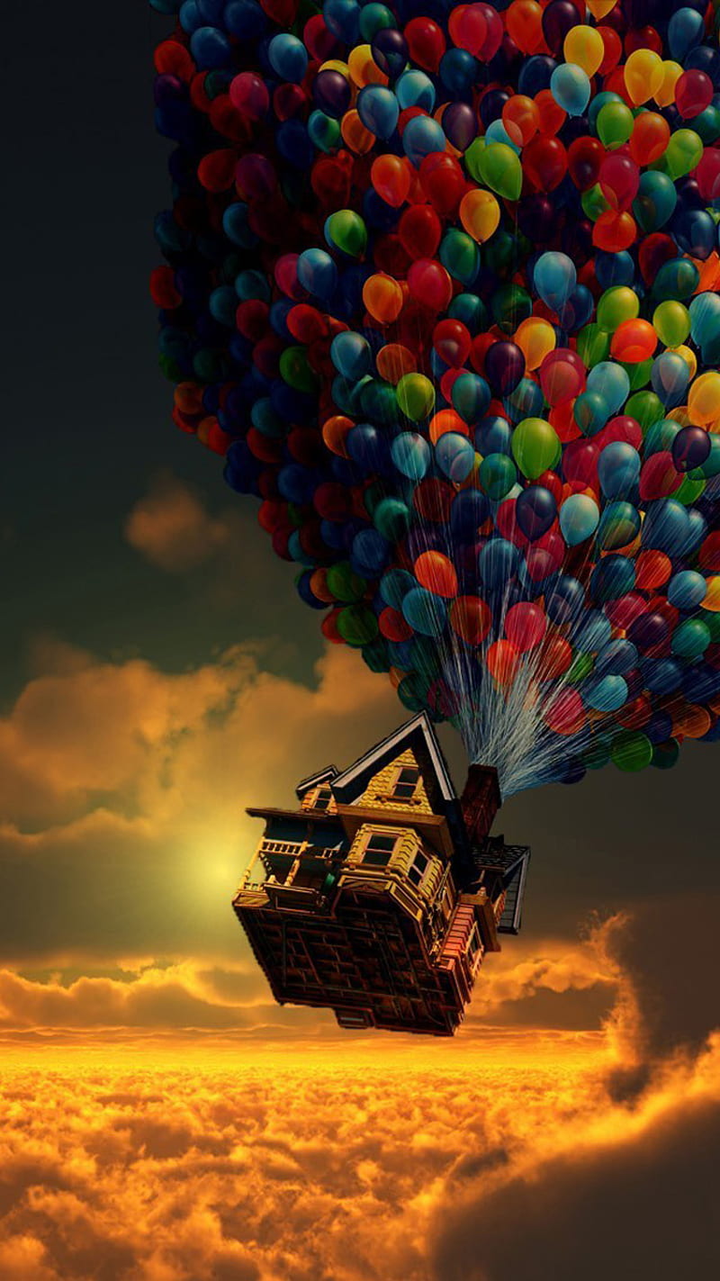 air balloons, house, HD phone wallpaper