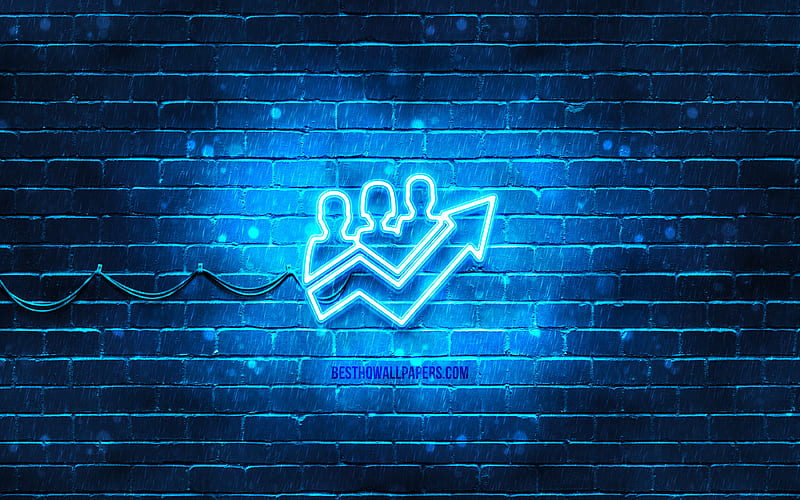 Promotion neon icon blue background, neon symbols, Promotion, creative, neon icons, Promotion sign, business signs, Promotion icon, business icons, HD wallpaper