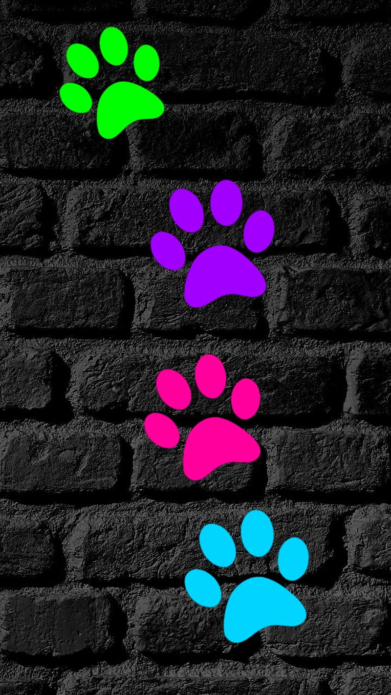 Colorful paw prints, texture, HD phone wallpaper