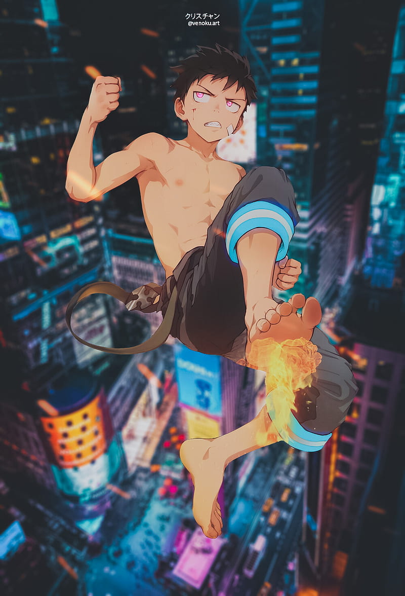 shinra , anime, fire, fireforce, otaku, shinra, sparks, venoku, weeb, HD phone wallpaper