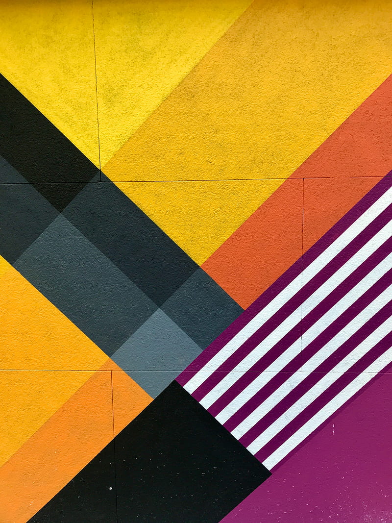 wall, mural, abstraction, geometry, colorful, HD phone wallpaper