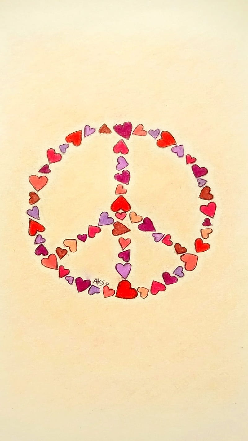 Peace Hearts 1, art, designs, drawn, heart, corazones, love, peace, peace sign, signs, HD phone wallpaper