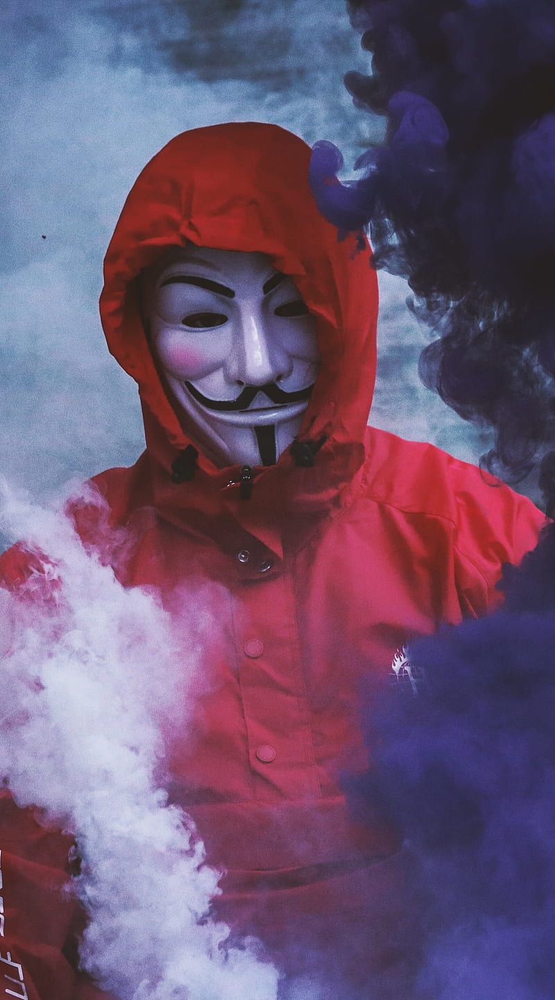 Flare, Tupac2x, anonymous, colorful, flares, hacker, hoodie, mask, mask man, new, red, trendy, HD phone wallpaper