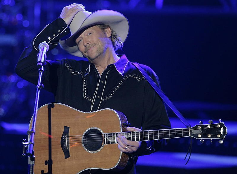 Alan Jackson..The Good Guy Always Wears A White Cowboy Hat, musician, guitar, performer, country, alan jackson, singer, songwriter, white cowboy hat, HD wallpaper
