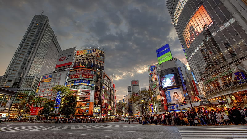 japanese city r, city, japan, r, people, HD wallpaper