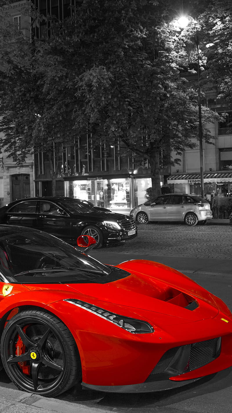 Ferrari Laferrari, engine, red, speed, supercar, HD phone wallpaper