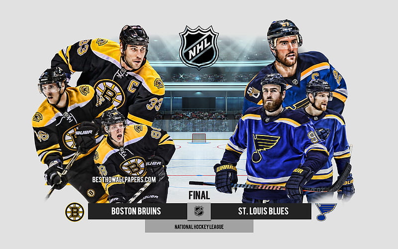 Boston Bruins vs St Louis Blues, 2019 Stanley Cup Finals, NHL, promotional materials, team leaders, National Hockey League, hockey match, final, Zdeno Chara, USA, hockey, HD wallpaper