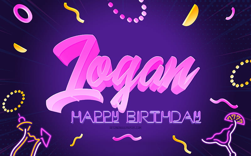 Happy Birtay Logan Purple Party Background, Logan, creative art, Happy Logan birtay, Logan name, Logan Birtay, Birtay Party Background, HD wallpaper