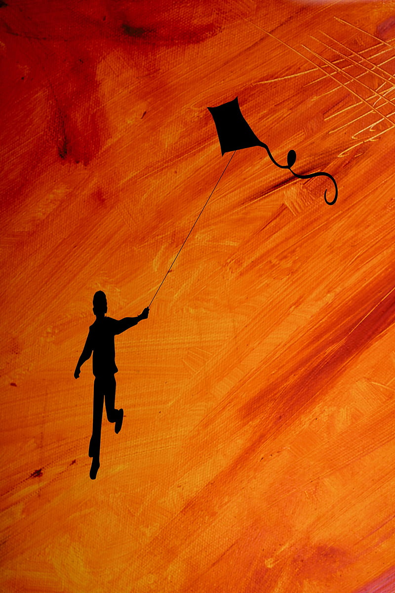 Kite, festival, orange, HD phone wallpaper