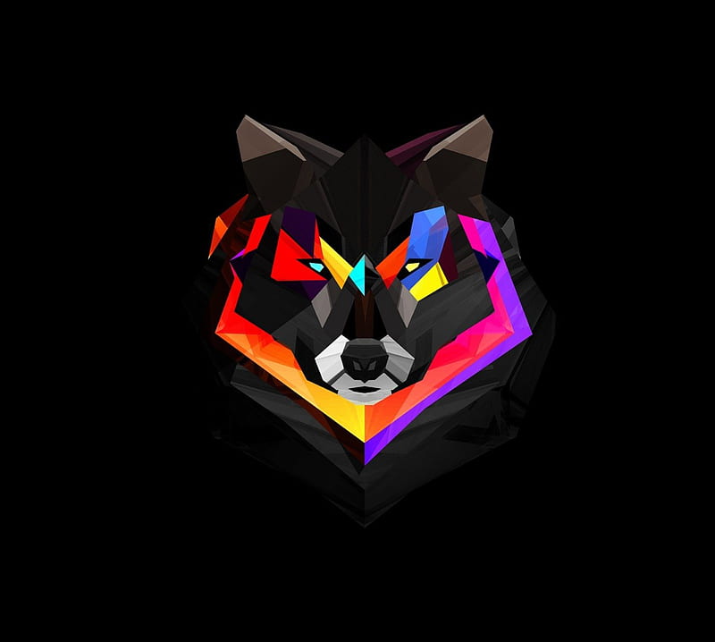 Multicolor Wolf, red, pretty, yellow, animal, multicolor, color, gris, beauty, pink, blue, art, black, graffiti, abstract, cool, purple, wolf, HD wallpaper