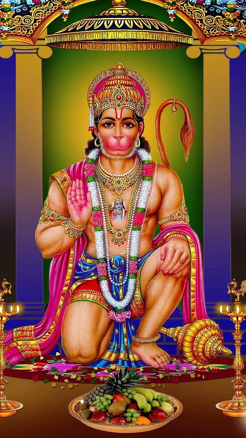 Hanuman , Green Background, lord, god, HD phone wallpaper