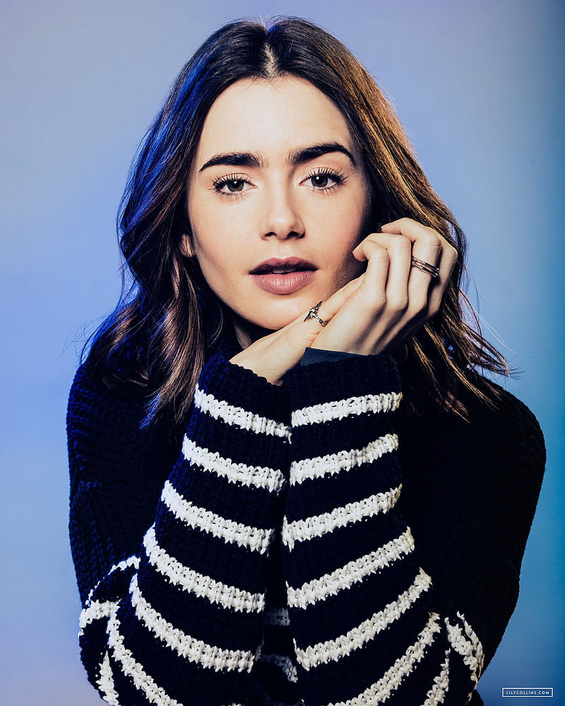 Lily Collins, women, actress, brunette, model, simple background, HD phone wallpaper