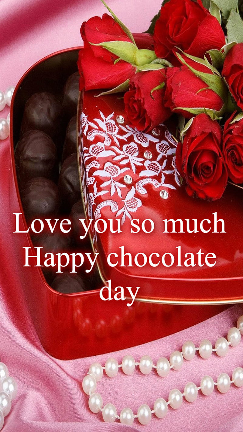 Happy chocolate day, i love you, life, pearl, rose, valentine day ...