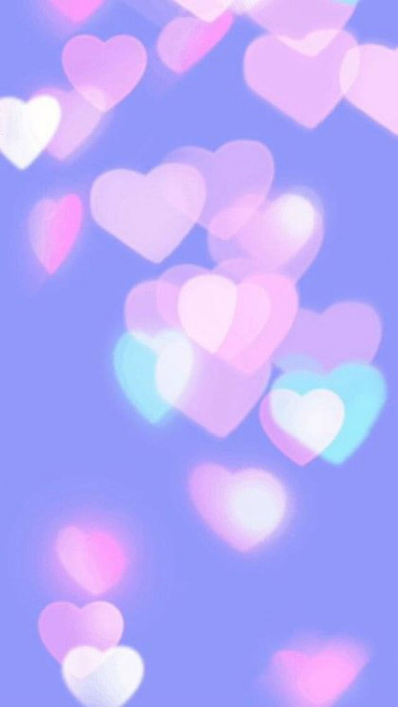 Hearts , colorful, blue, translucent, pink, purple, light, HD phone wallpaper