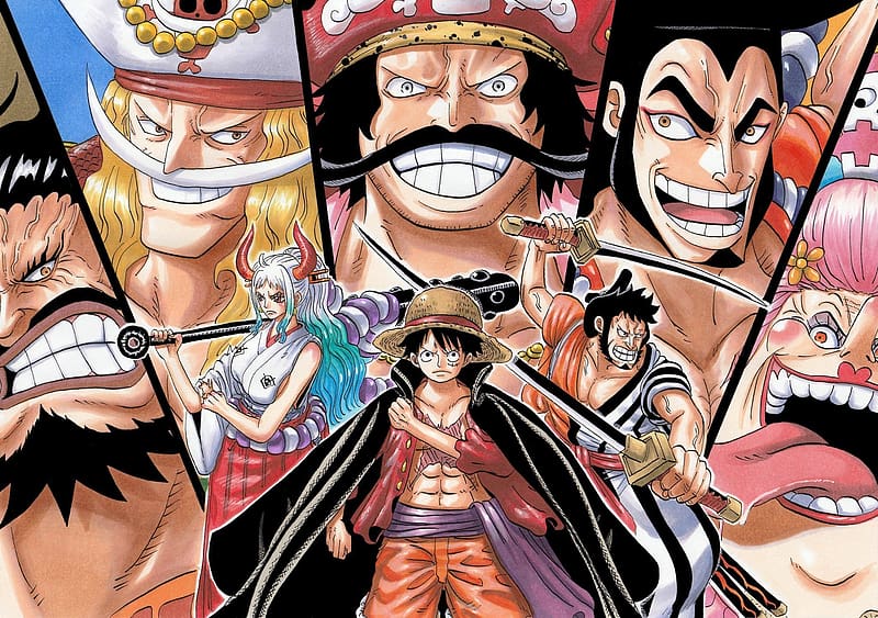 Anime, One Piece, Monkey D Luffy, Gol D Roger, Kaido (One Piece), Charlotte Linlin, Kozuki Oden, Yamato (One Piece), Kinemon (One Piece), HD wallpaper