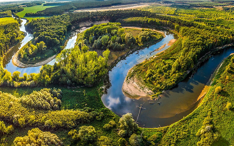 Morava, bends, river, summer, Straznice, Czech Republic, HD wallpaper