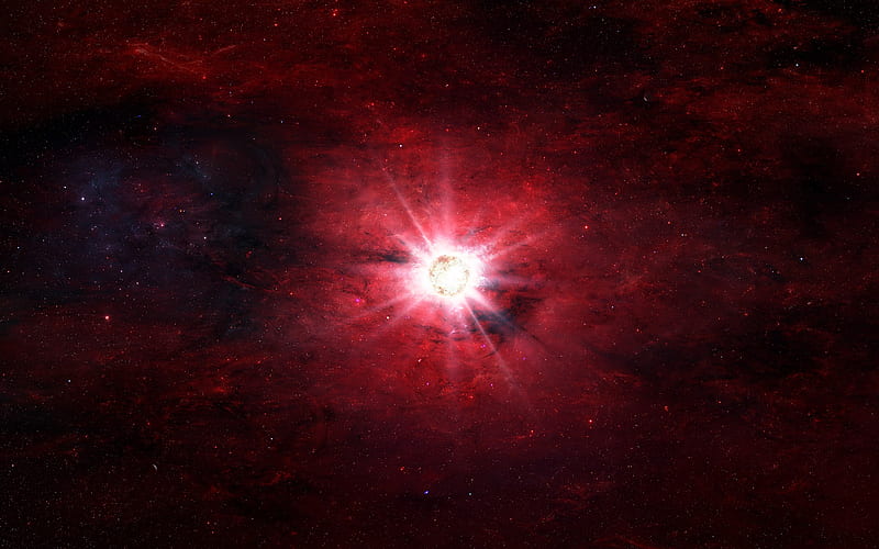 Red Supernova, red star, stars, red space, supernova, HD wallpaper