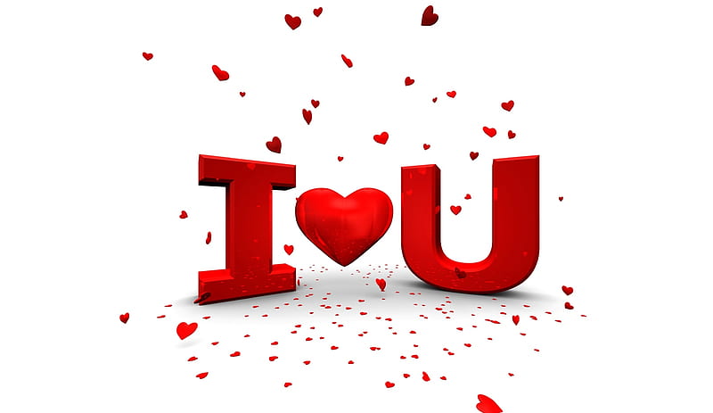 I love you, red, love, heart, white, valentine s day, HD wallpaper