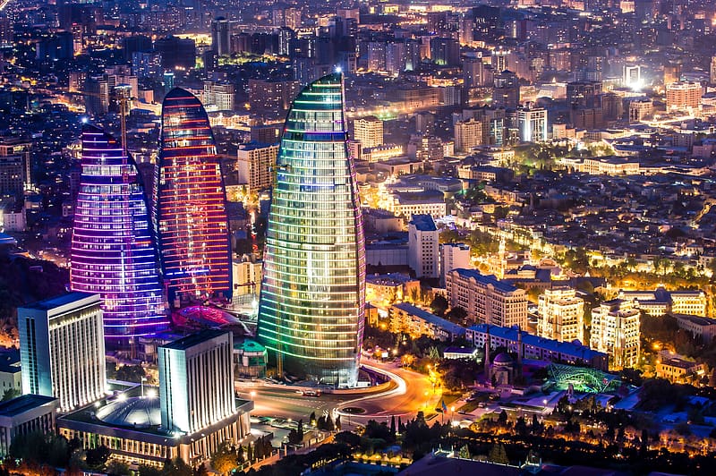 Cities, , Azerbaijan, Baku, Flame Towers, HD wallpaper