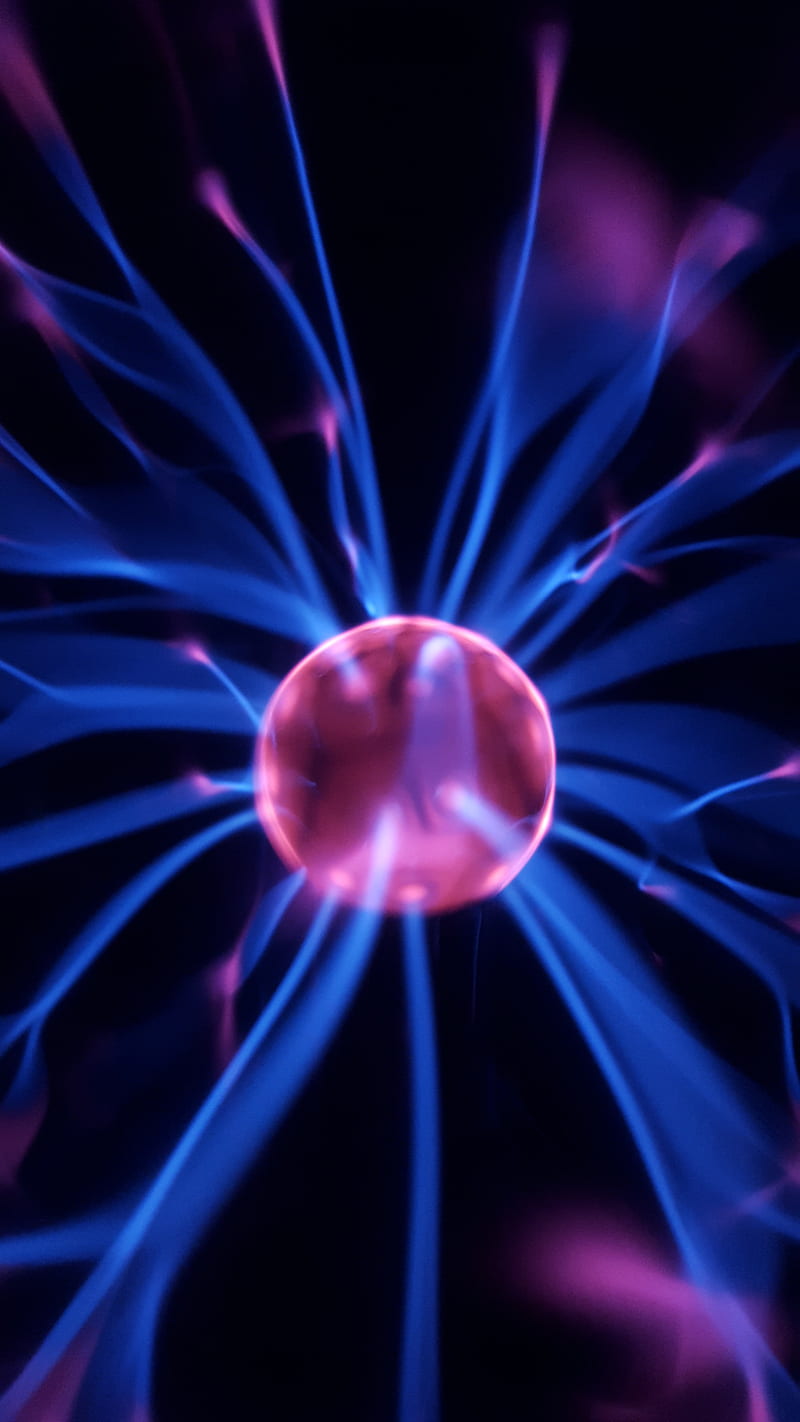Plasma Ball 1, abstract, blue, electricity, lightning, plasma ball, plasma electronic, purple light, HD phone wallpaper