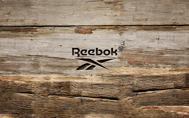 Reebok wooden logo, , wooden backgrounds, fashion brands, Reebok logo, creative, wood carving, Reebok, HD wallpaper