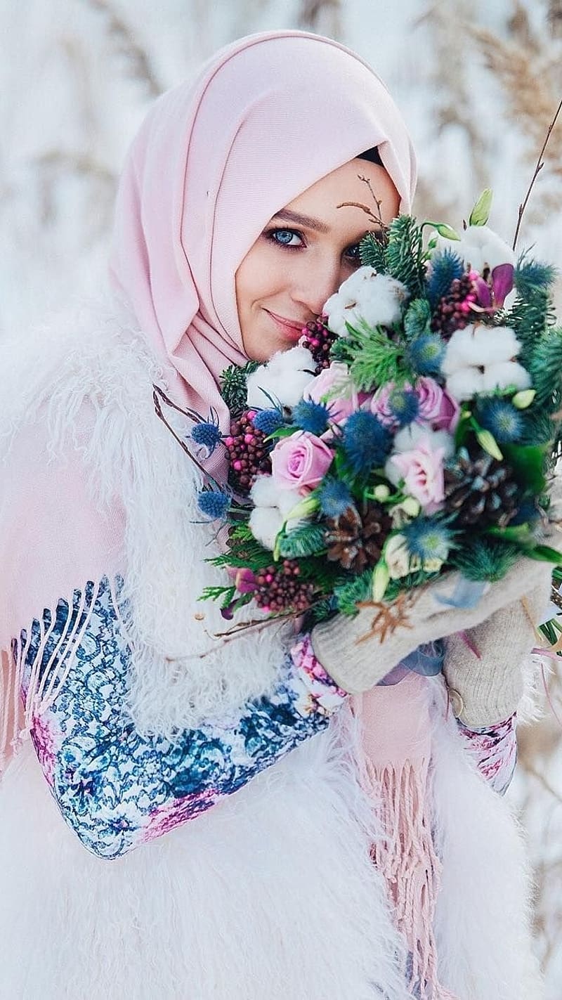 Muslim Girl Hijab, flowers, hijab, HD phone wallpaper