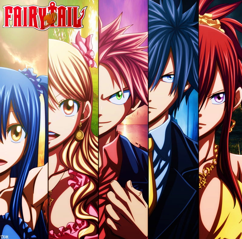 Fairy Tail, red, gray, scarlet, natsu, erza, anime, fairy, blue, tail, marvell, manga, blonde, girl, lucy, dragneel, wendy, fullbuster, heartfilia, HD wallpaper