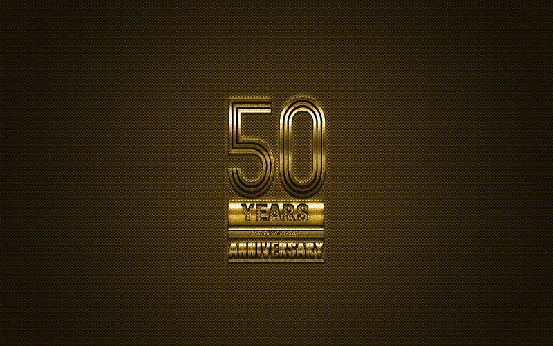 50 Anniversary, golden stylish symbol, golden 50 Anniversary sign, golden background, creative art, Anniversary Symbols, HD wallpaper