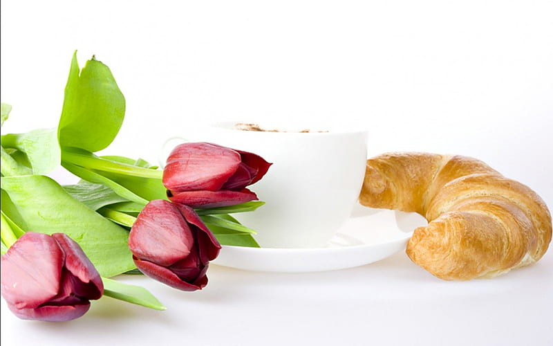  Para ti, con amor, bonita, buenos días, tulipanes rojos, taza de café,  bonito, Fondo de pantalla HD | Peakpx