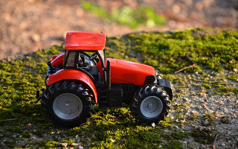 Toy Tractor, technique, toy, tractor, childhood, HD wallpaper