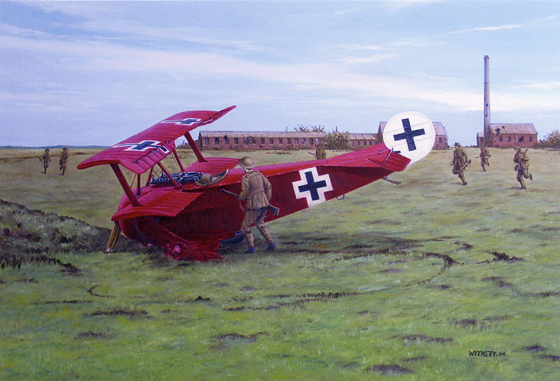 The Fatal Day, world, tri-pane, art, german, guerra, wwi, fokker, triplane, dr1, antique, drawing, painting, ww1, classic, HD wallpaper