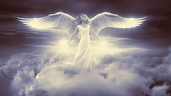 Angel Aware, brown, clouds, silver, heaven, gris, blue, Holy Spirit ...