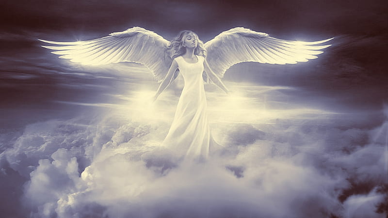 Santo ángel, nubes, mujer, ángel, alas, cielo, luz, Fondo de pantalla HD |  Peakpx