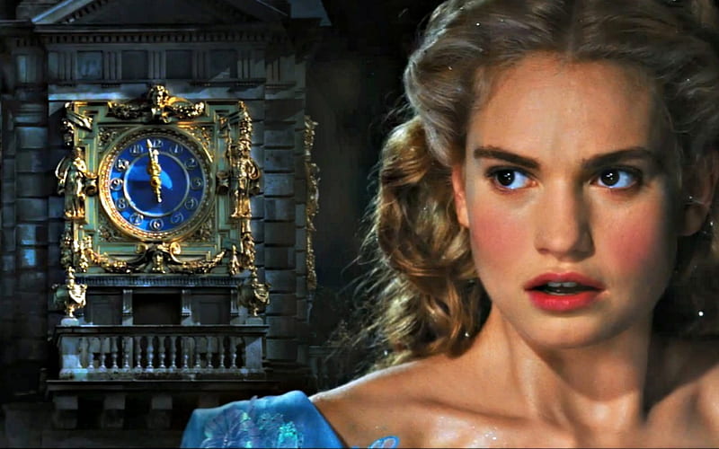 Cinderella (2015), Cinderella, Lily James, movie, clock, woman, fantasy,  girl, HD wallpaper | Peakpx