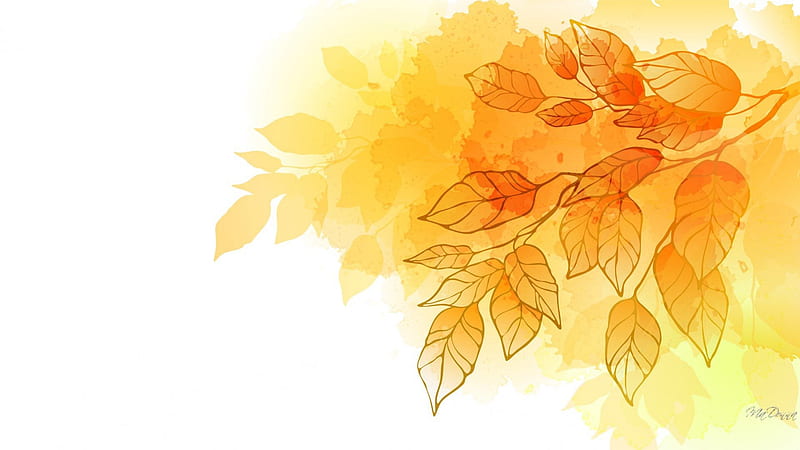 Autumn Aspen Leaves, fall, autumn, aspen, orange, birch, yellow, abstract, leaves, gold, light, HD wallpaper