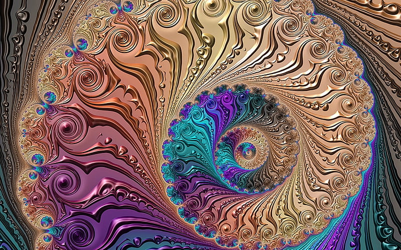 Fractal Spiral, digital art, abstract, spiral, fractal, pastel, HD wallpaper