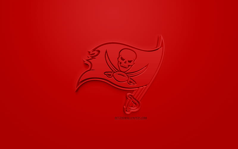 Afstudeeralbum Zonsverduistering Zeg opzij Tampa Bay Buccaneers, American football club, creative 3D logo, red  background, HD wallpaper | Peakpx