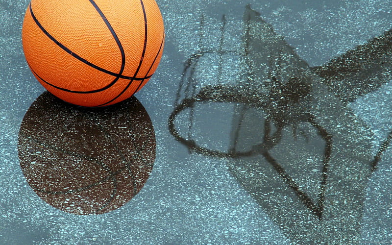 basketball, ball, reflection, HD wallpaper