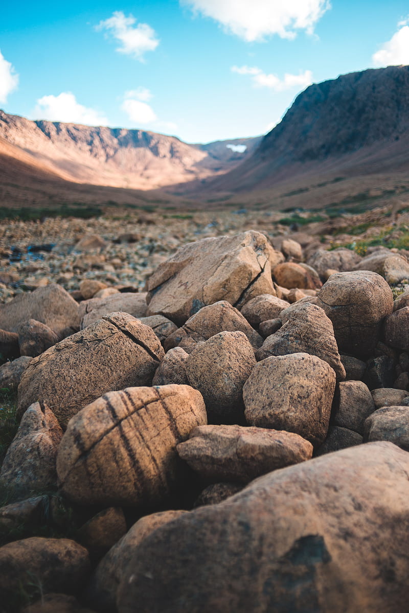 stones, stone, mountains, sky, HD phone wallpaper