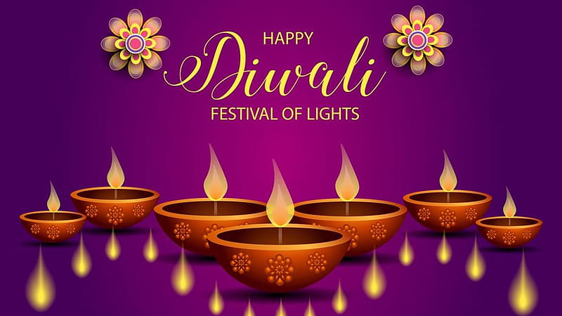 Happy Diwali Festival Of Lights Lamps In Purple Background Diwali, HD  wallpaper | Peakpx