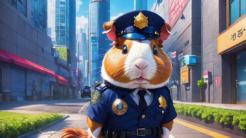 Officer Guinea Pig, police, pig, officer, guniea, HD wallpaper