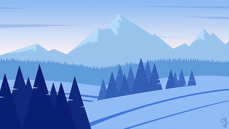 Minimalist Mountains Snow , minimalist, mountains, snow, artist, artwork, digital-art, HD wallpaper