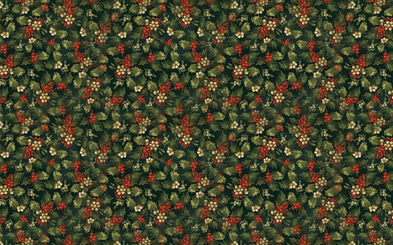 Christmas texture, mistletoe, red, craciun, green, christmas, texture, paper, HD wallpaper